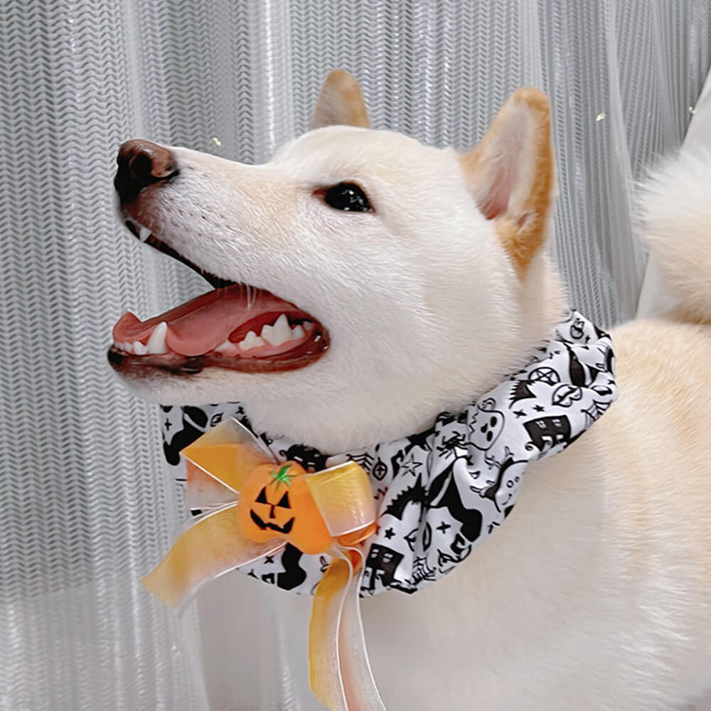 Cute Pumpkin Ruffled Halloween Dog Bandana Scarf