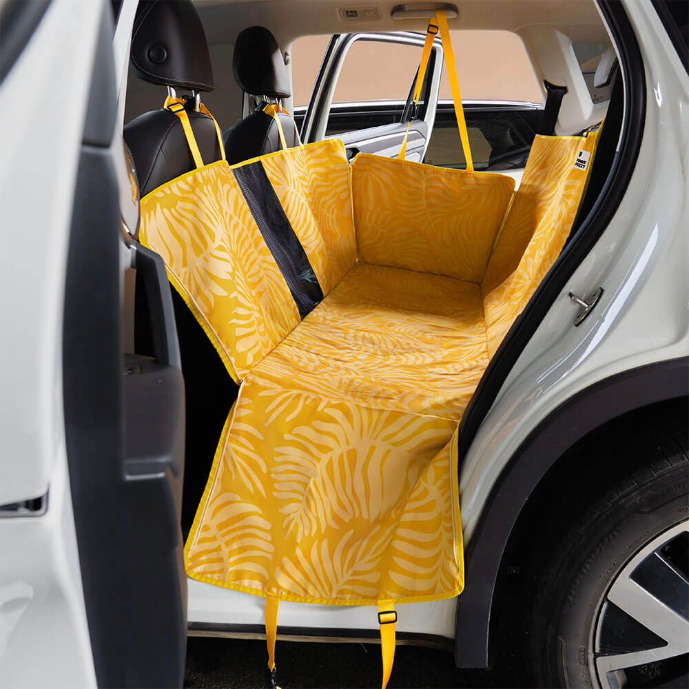 Areca Palm Print Waterproof Dog Car Back Seat Cover - Tropical Charm