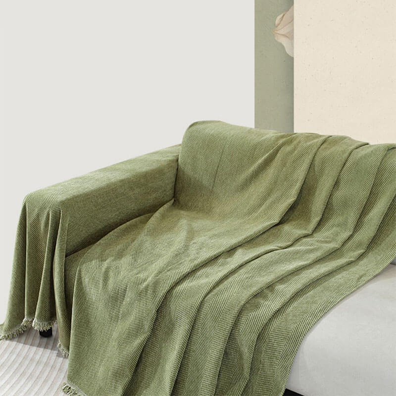 Chenille-Decke, Herringbone-Quasten-Couchbezug