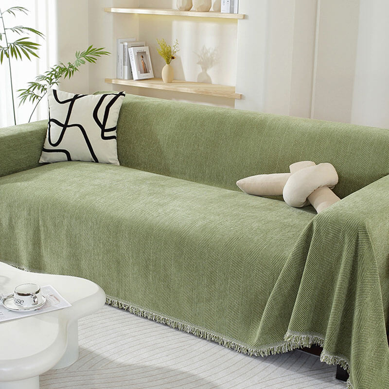 Chenille-Decke, Herringbone-Quasten-Couchbezug