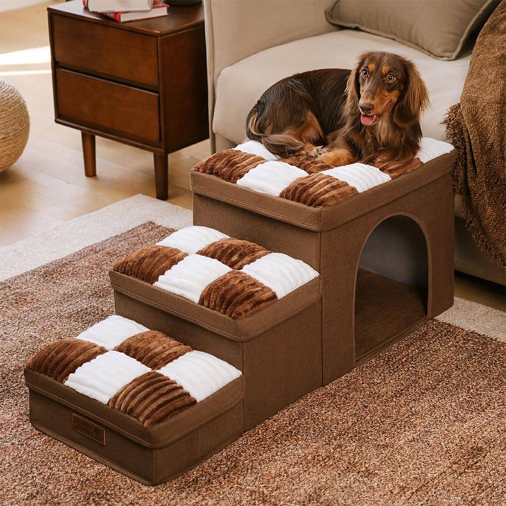 Cream Square Plaid Cozy Dog Mat Furniture Protector Cover Home Bundle 4pcs