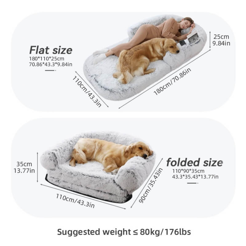 Chic Plush Large Dog Bed Foldable Human Dog Bed