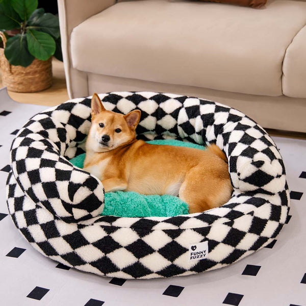 Cama clásica de Donut Dog Bolster Donut Bolster Argyle - Haven acogedor