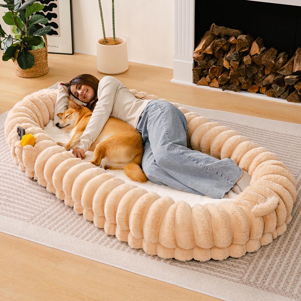 Classic Fluffy Super Large Donut Human Dog Bed - Cuddle Cradle