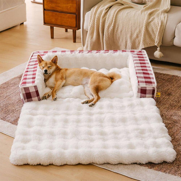 Cama clásica de perros ergonómico a cuadros a cuadros - expandible lavable