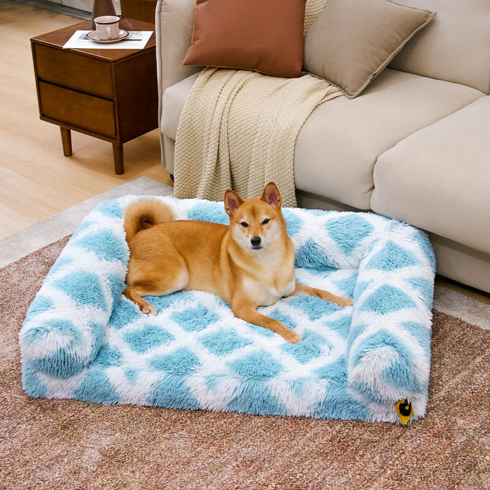 Classic Plaid Orthopedic Bolster Dog Sofa Bed - Cozy Comfort