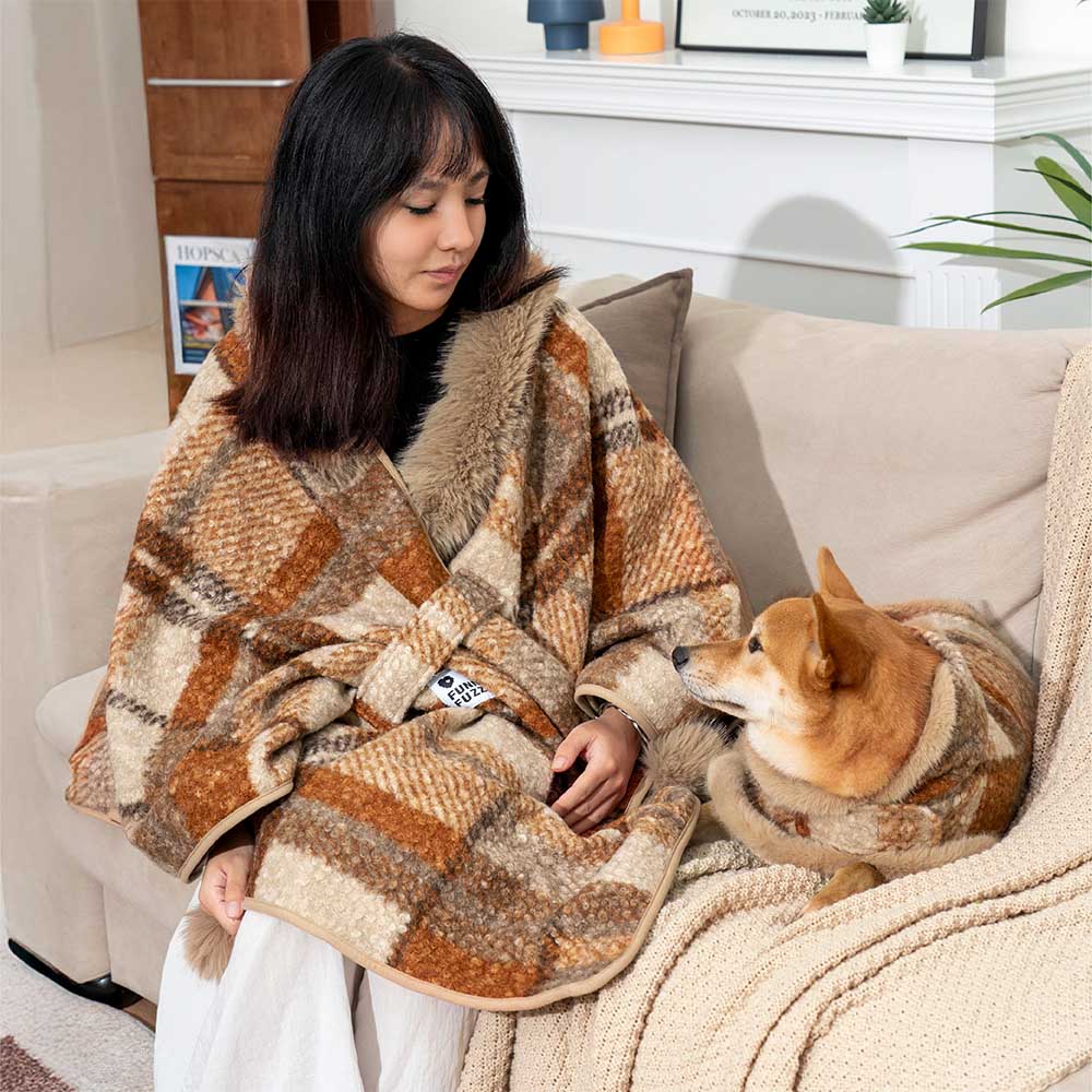 Classic Plaid Warmth Human & Dog Poncho - Festive Companions