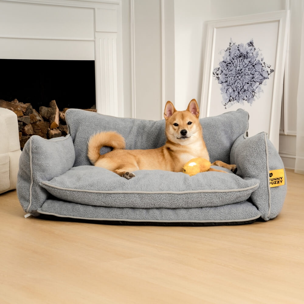 Sofá cama para perros y gatos de doble capa de lana de cordero sintética suave