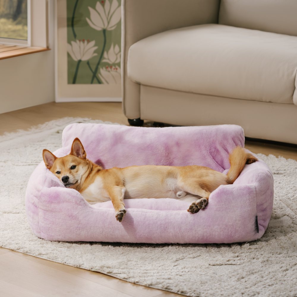 Dreamy Rainbow Color Plush Cozy Dog Sofa Bed