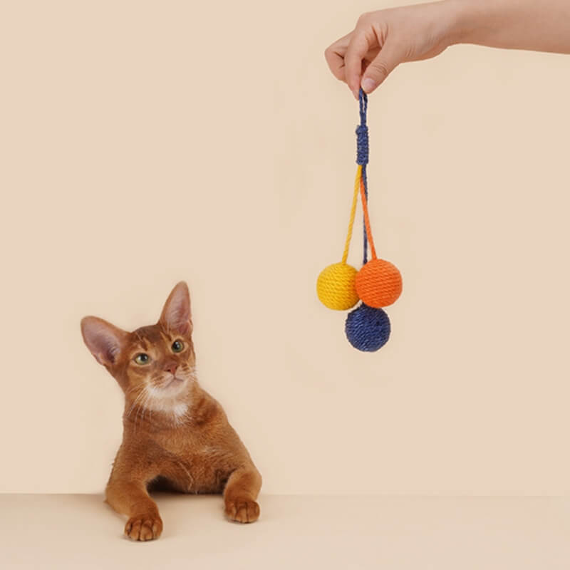 Juguete interactivo para gatos con bola de cuerda de sisal resistente a masticaciones duraderas