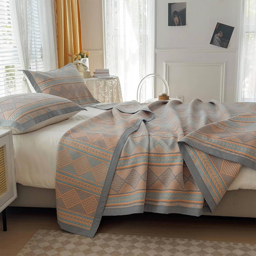 Eco-Friendly Cotton Stylish Geometric Bedspread Set