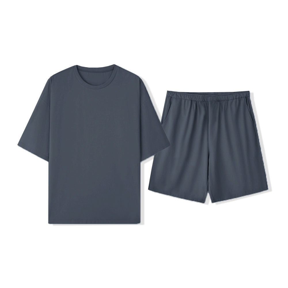 Ensemble de pyjama pour couples, respectueux de l'environnement, couleur Pure, résistant aux poils d'animaux, col ras du cou, manches courtes