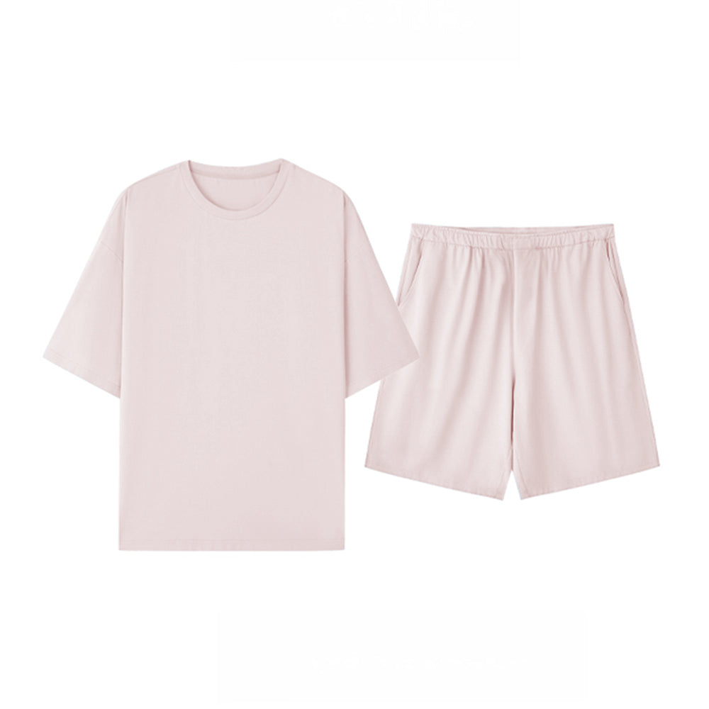 Ensemble de pyjama pour couples, respectueux de l'environnement, couleur Pure, résistant aux poils d'animaux, col ras du cou, manches courtes