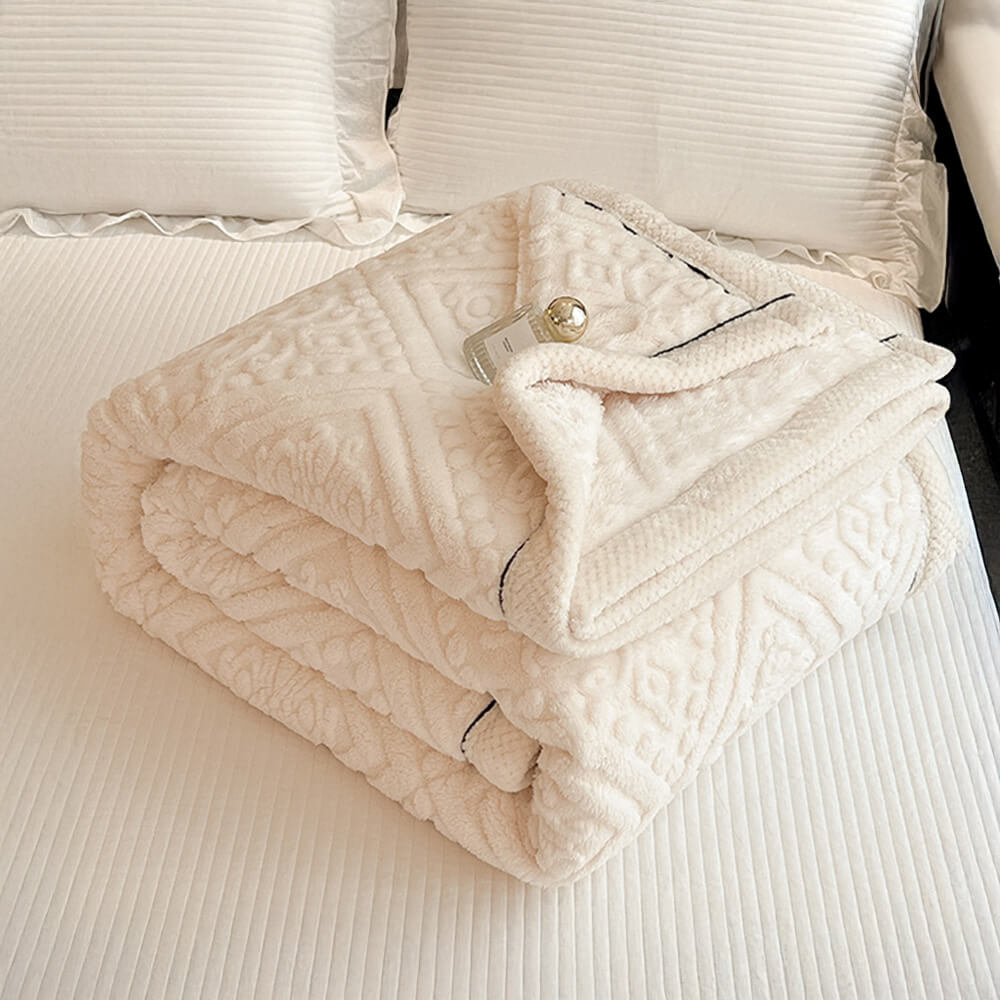 Baroque Style Embossed Milk Velvet Soft Fleece Blanket