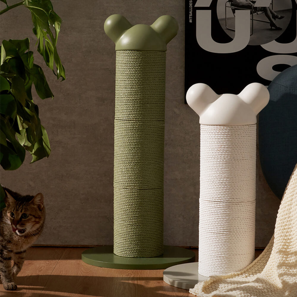 Bear-Ear Design Durable Paper-Rattan Large Cat Scratching Post