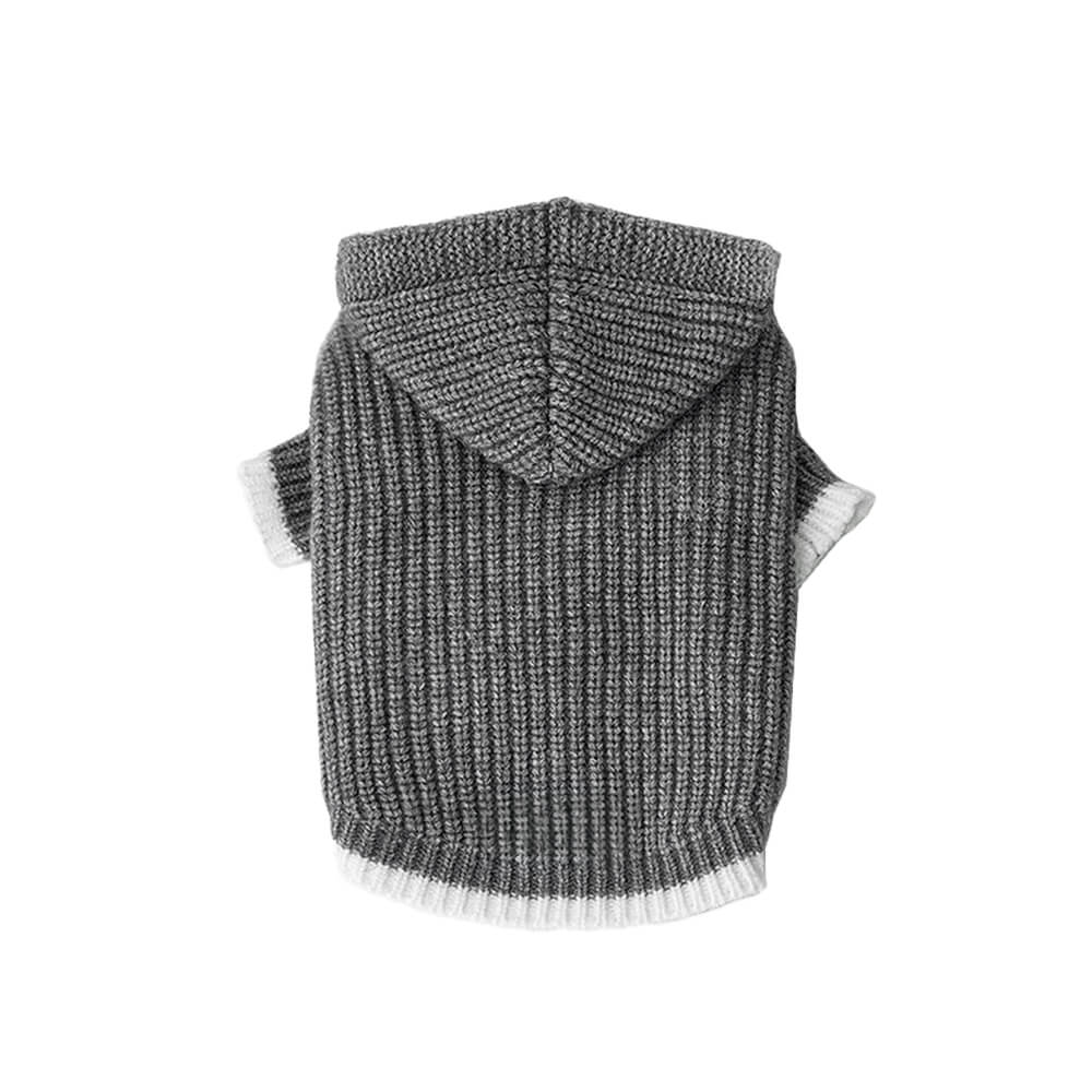 Pull à capuche décontracté en fausse fourrure de lapin, col roulé, tricot extensible pour chien