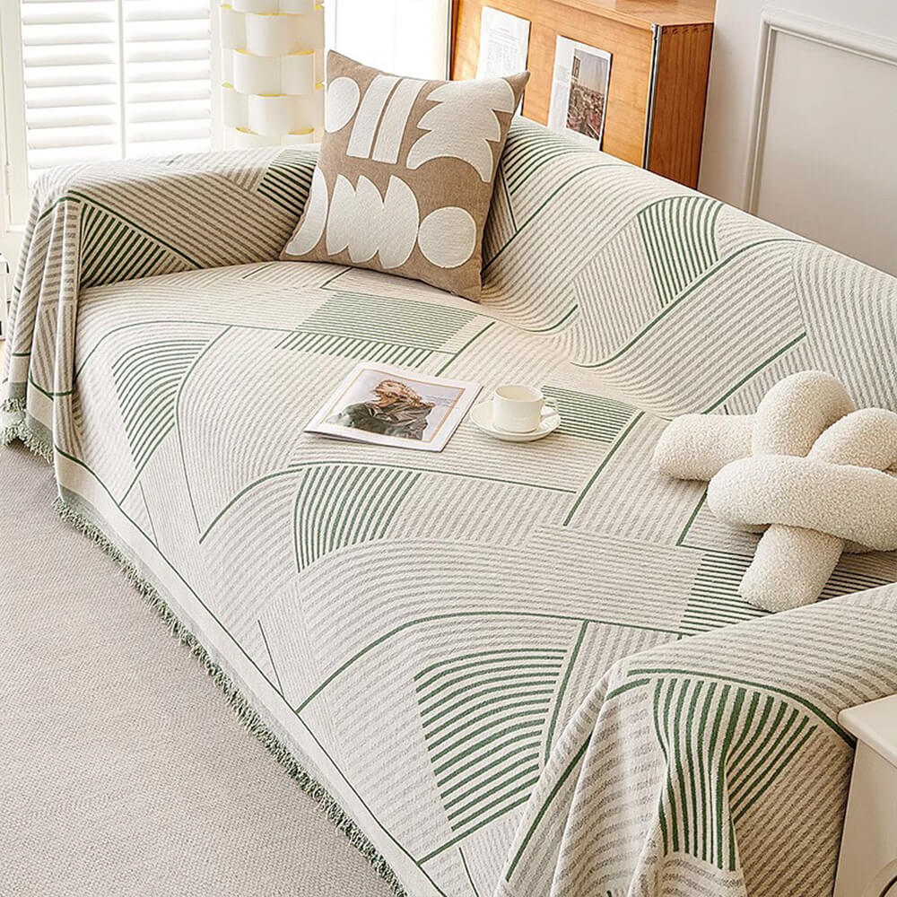 Classic Geometric Pattern Chenille Throw Couch Cover