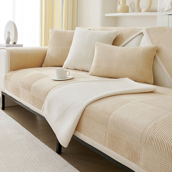 Coperchio classico di peluche quadrate a strisce