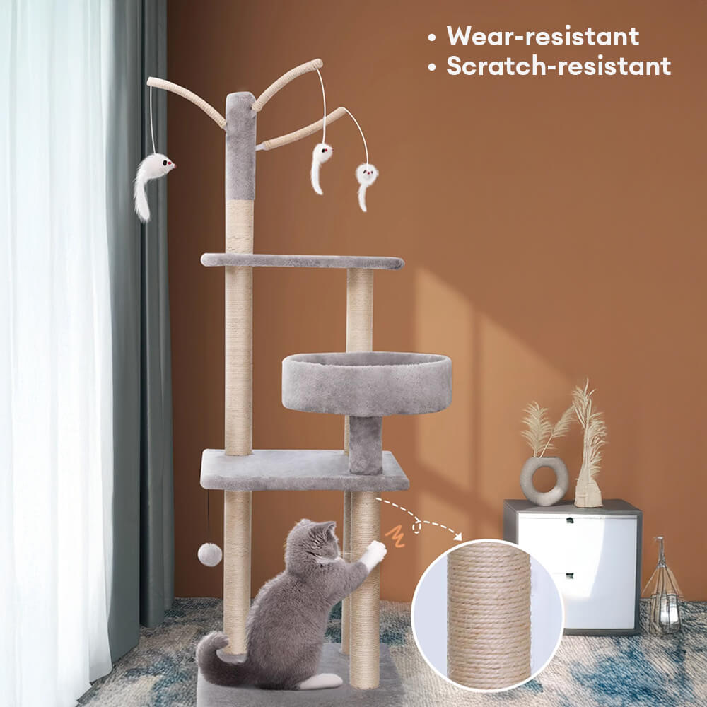 Cozy and Fun Scratch-Resistant Sisal Multi-Level Cat Tree