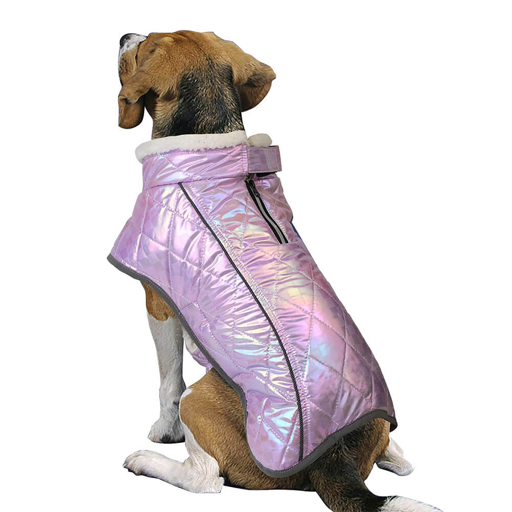 Schillernde, farbenfrohe, wasserdichte, reflektierende, warme Hundejacke