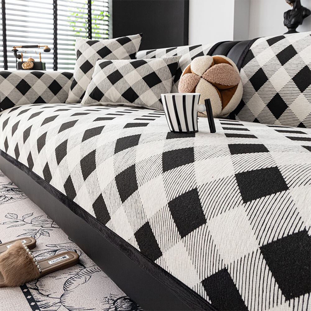 Diamond Chenille Cubierta de sofá sin deslizamiento resistente a los rasguños