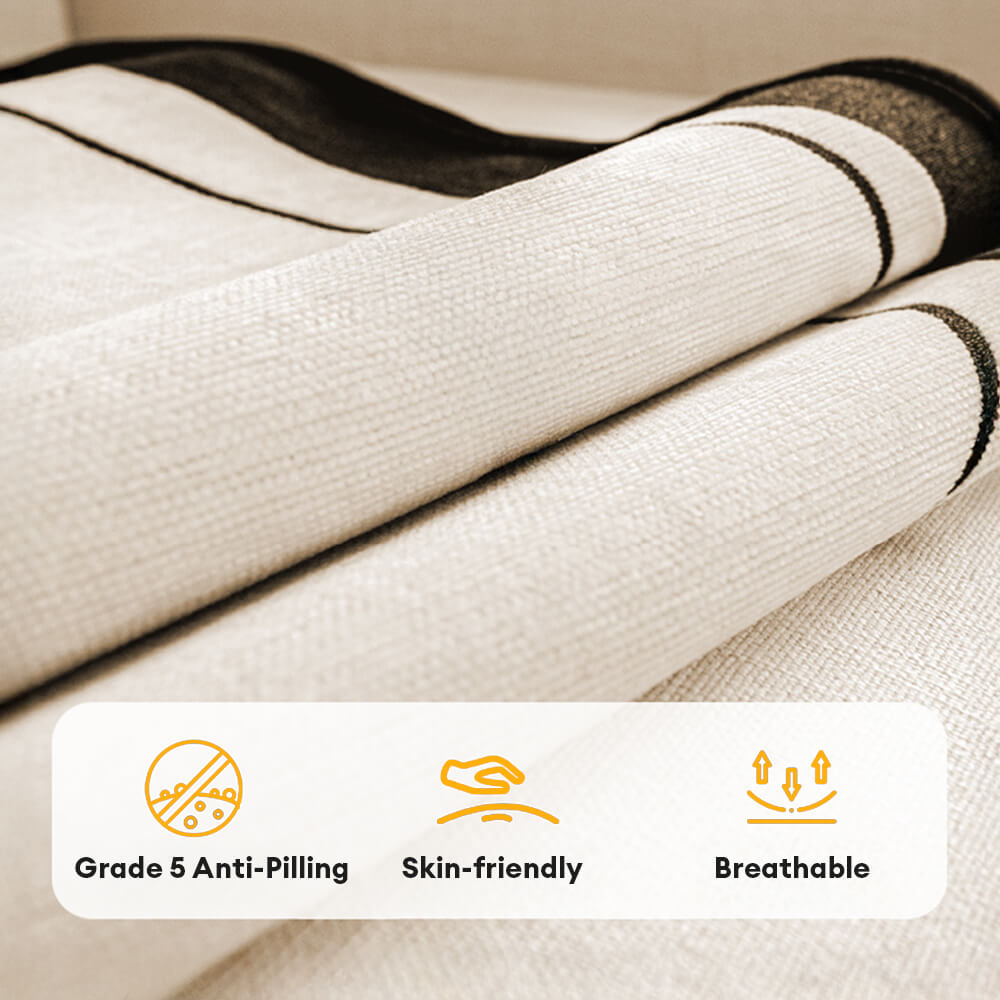 Durable Herringbone Pattern Anti-Slip Couch Cover with Wavy Trim – Pet Scratch Resistant