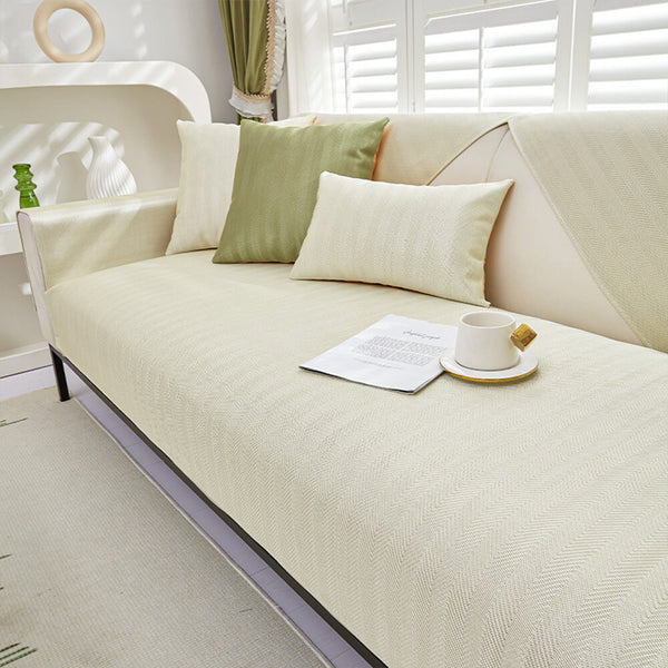 Herringbone Ice Silk enfriamiento transpirable Protector de sofá sin deslizamiento Cubierta de sofá
