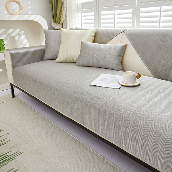 Herringbone Ice Silk enfriamiento transpirable Protector de sofá sin deslizamiento Cubierta de sofá