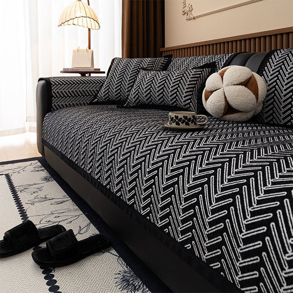 Cubierta moderna de Herringbone Chenille Chenille anti-scratch sin deslizamiento