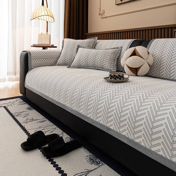 Cubierta moderna de Herringbone Chenille Chenille anti-scratch sin deslizamiento