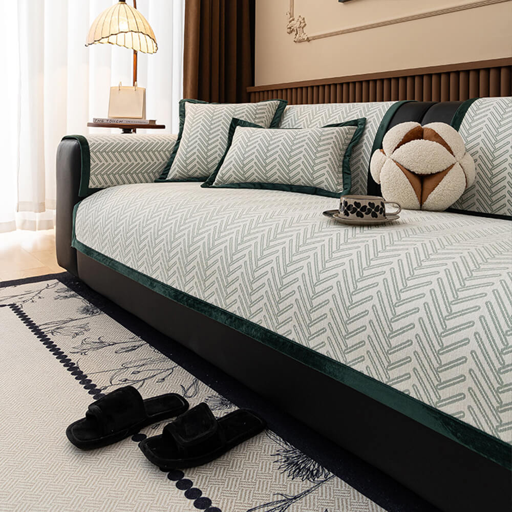 Cubierta moderna de Herringbone Chenille Chenille anti-scratch sin deslizamiento