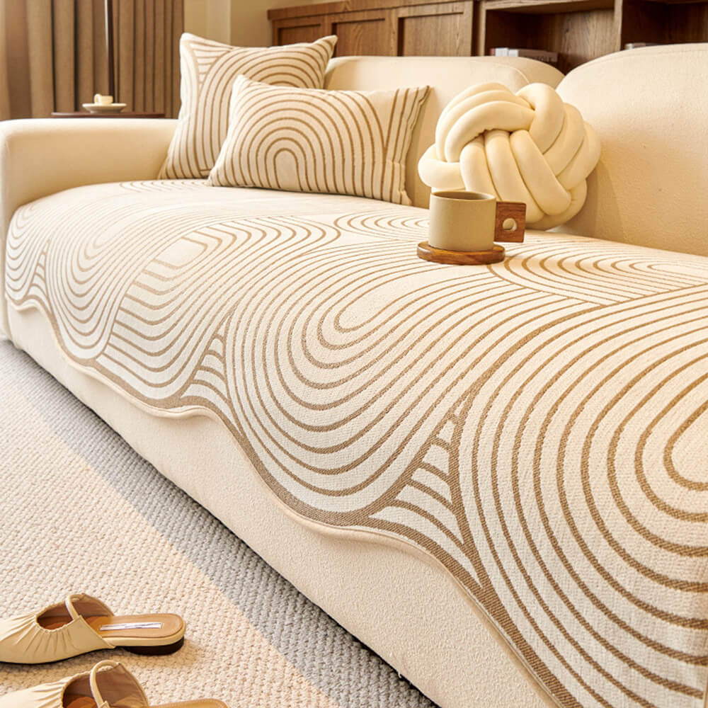 Líneas modernas Chenille Sofá Protector Irregular Cubierta de sofá
