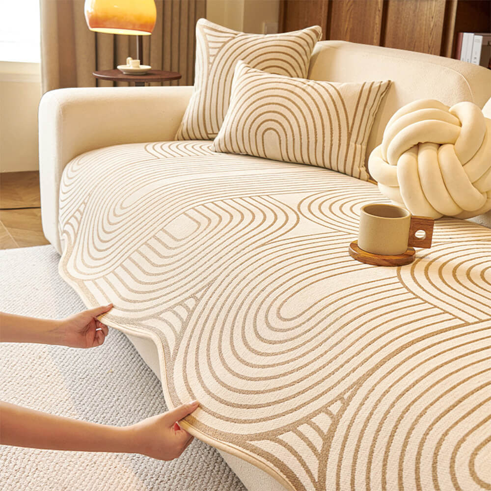 Líneas modernas Chenille Sofá Protector Irregular Cubierta de sofá