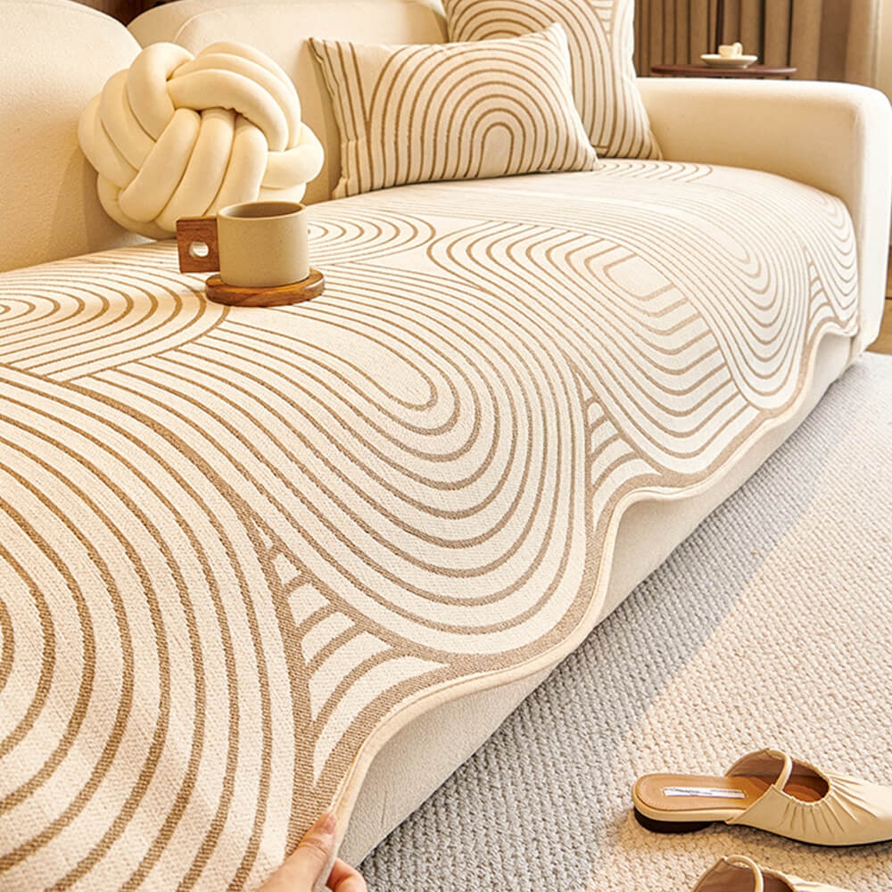 Líneas modernas Chenille Sofá Protector Irregular Cubierta de sofá