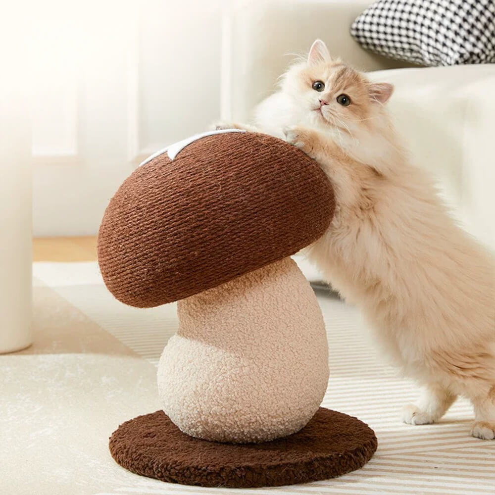 Mushroom-Shaped Natural Sisal Scratching Post for Large Cats