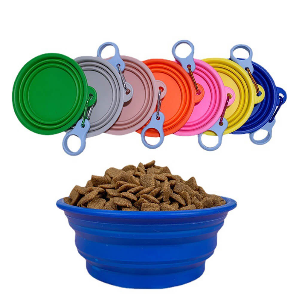 Portable Foldable Expandable Silicone Dog Food & Water Bowl