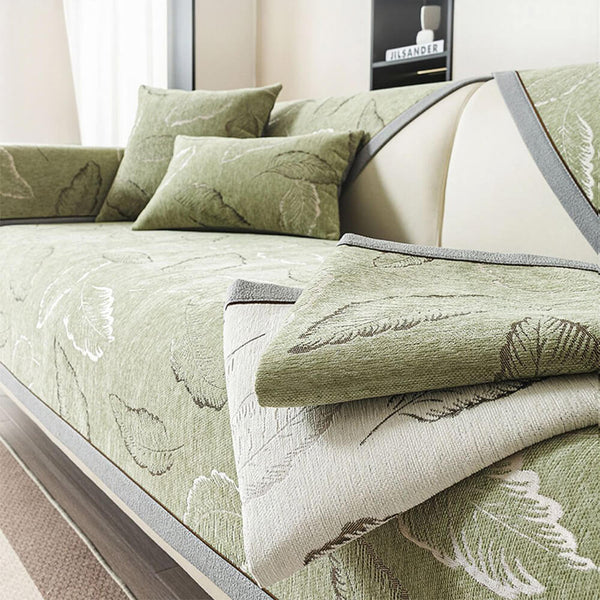 Textura de hojas premium Chenille Cubierta de sofá anti-scratch anti-scratch