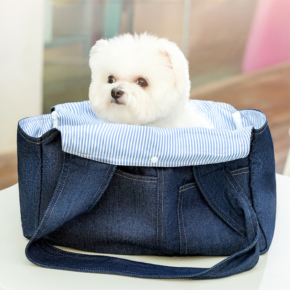 Spacious Denim Durable Pockets Safety Dog & Cat Carrier Bag