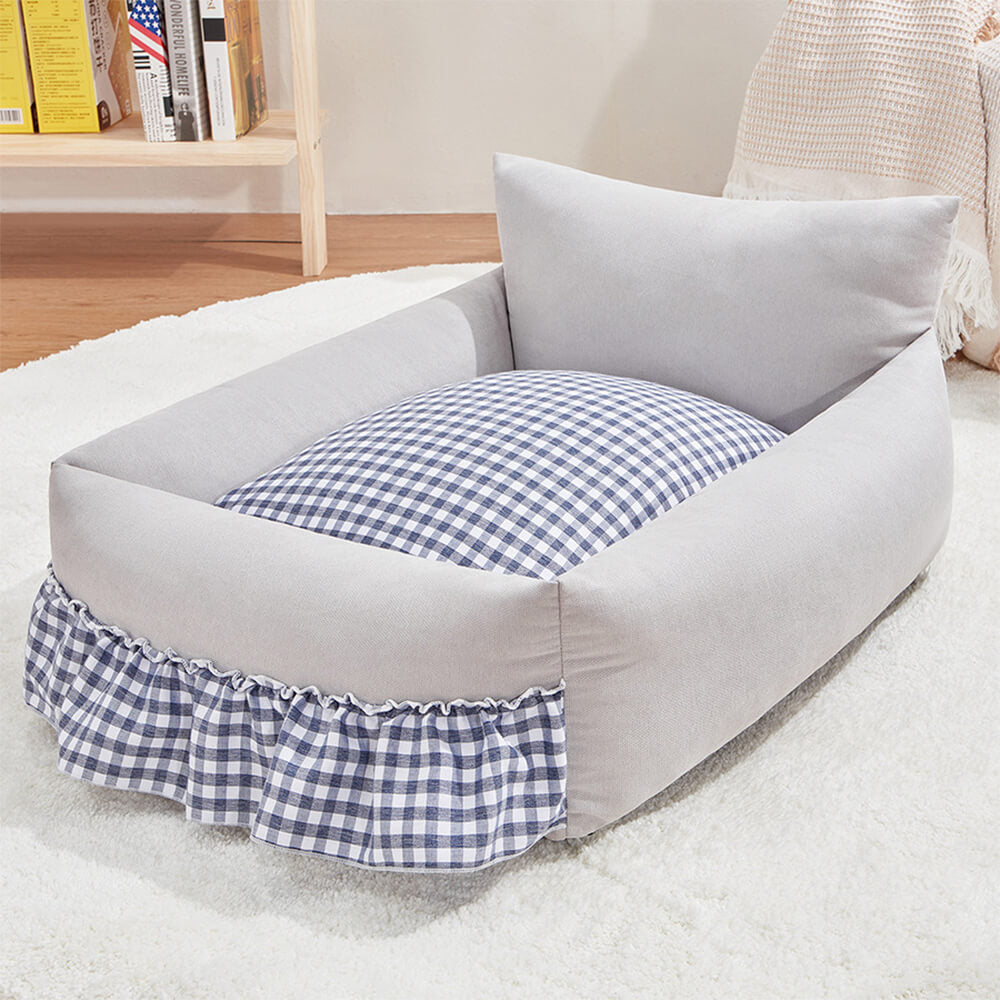 Stylish Ruffled Enhanced Backrest Washable Dog & Cat Sofa Bed