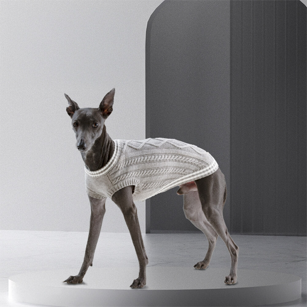 Pull chaud extensible pour chien et chat en tricot Argyle à col en V tendance