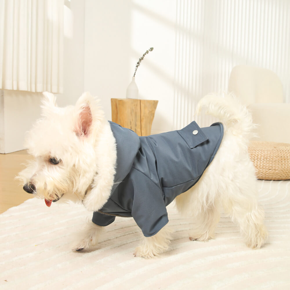 Manteau pour chien à capuche coupe-vent ultra-chaud avec doublure en fausse fourrure