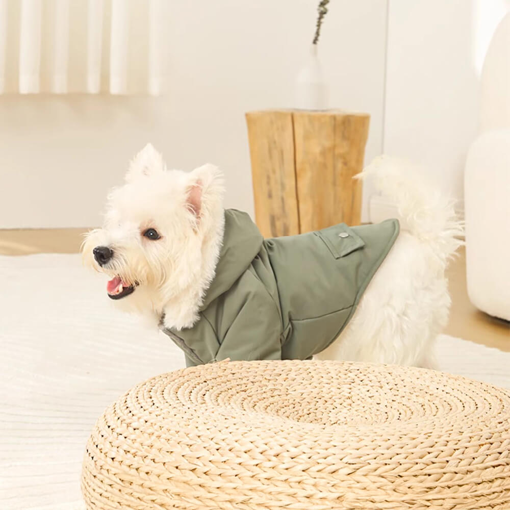 Manteau pour chien à capuche coupe-vent ultra-chaud avec doublure en fausse fourrure