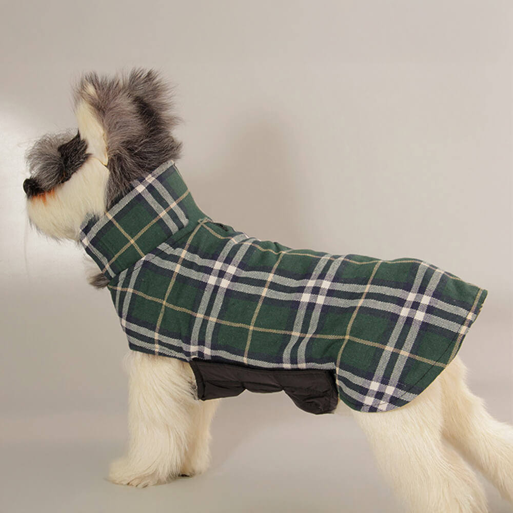 Veste pour chien à col roulé à carreaux ultra-chaud avec velcro doux pour la peau