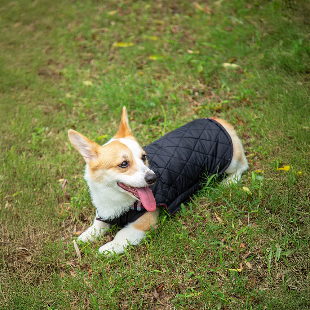 Veste pour chien à col roulé à carreaux ultra-chaud avec velcro doux pour la peau