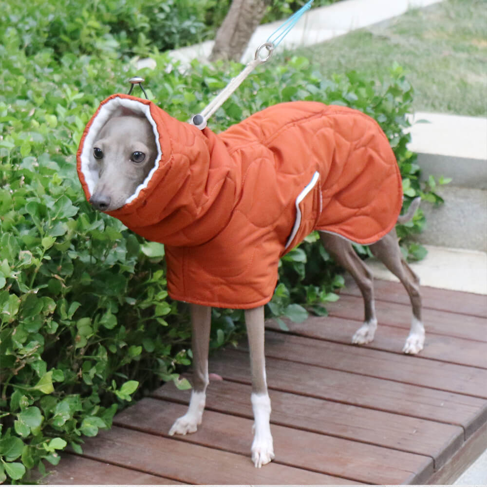 Veste chaude et imperméable matelassée pour chien à col roulé