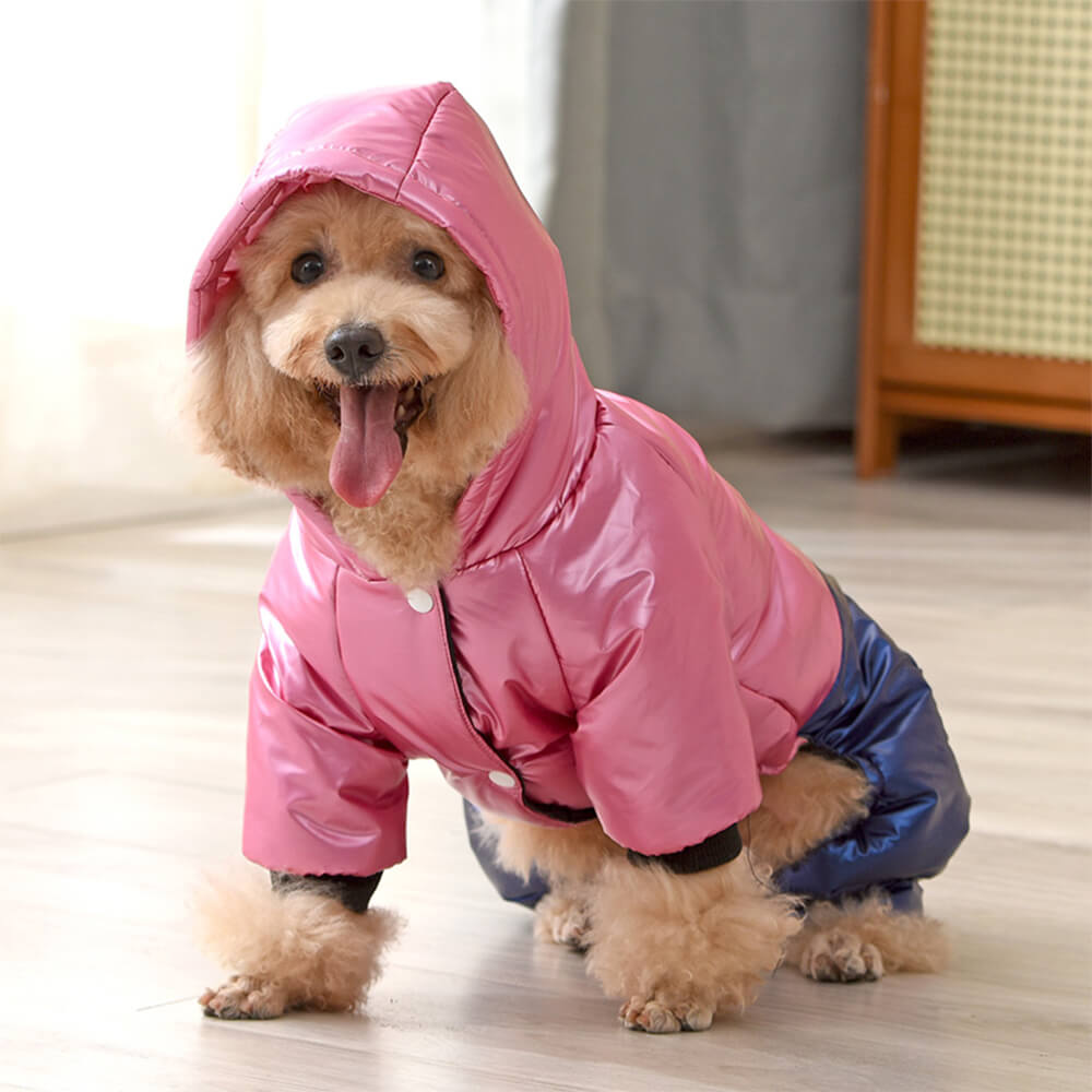 Waterproof Windproof Warm Dog Hooded Coat with Snap Closure