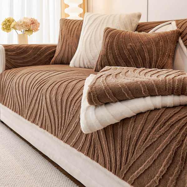 Copertina di divani non slip plush-slip con testure d'onda