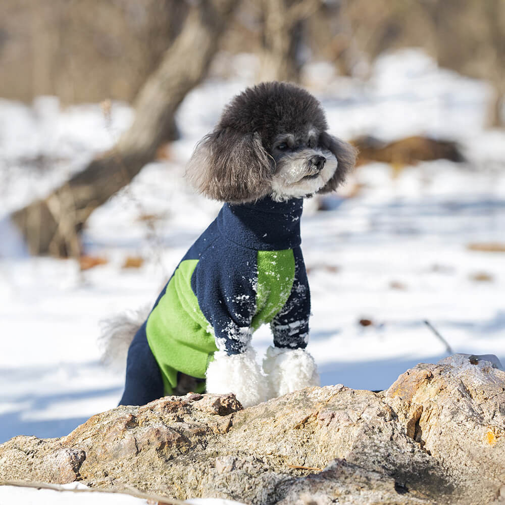 Winddichter Ganzkörper-Wärme-Rollkragenpullover aus Polarfleece für Hunde