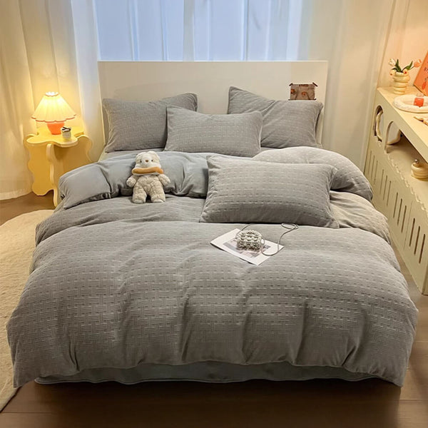 Textura tejida ultra suave terciopelo set de cama tibio