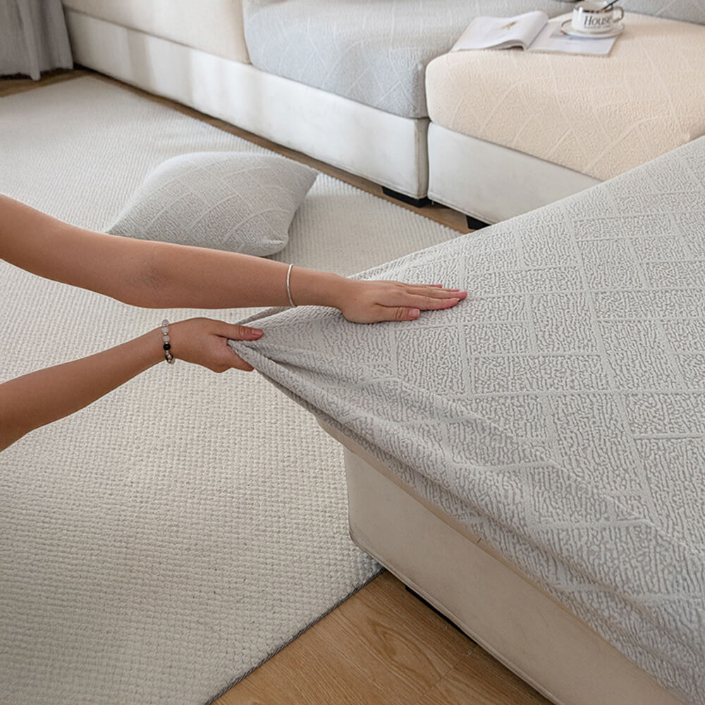 Diamond Jacquard Plush cubierta del sofá de cubierta completa